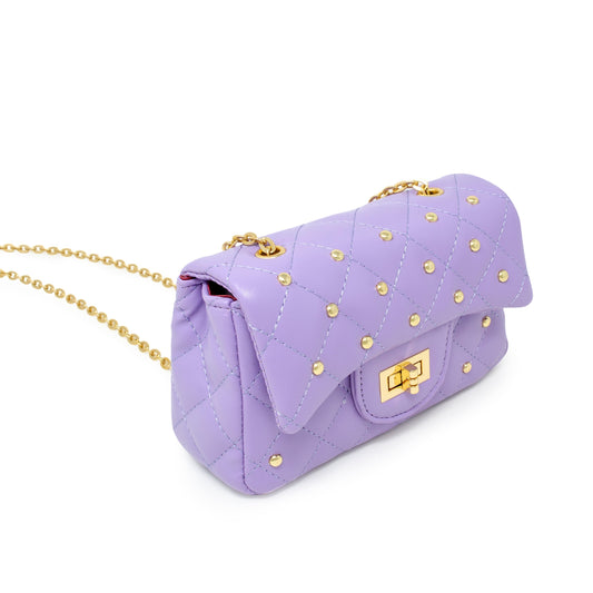 Classic Quilted Stud Handbag - Purple