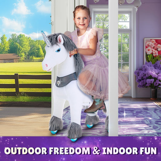 Grey Unicorn Model Y Ride on Toy - 3-4 Years