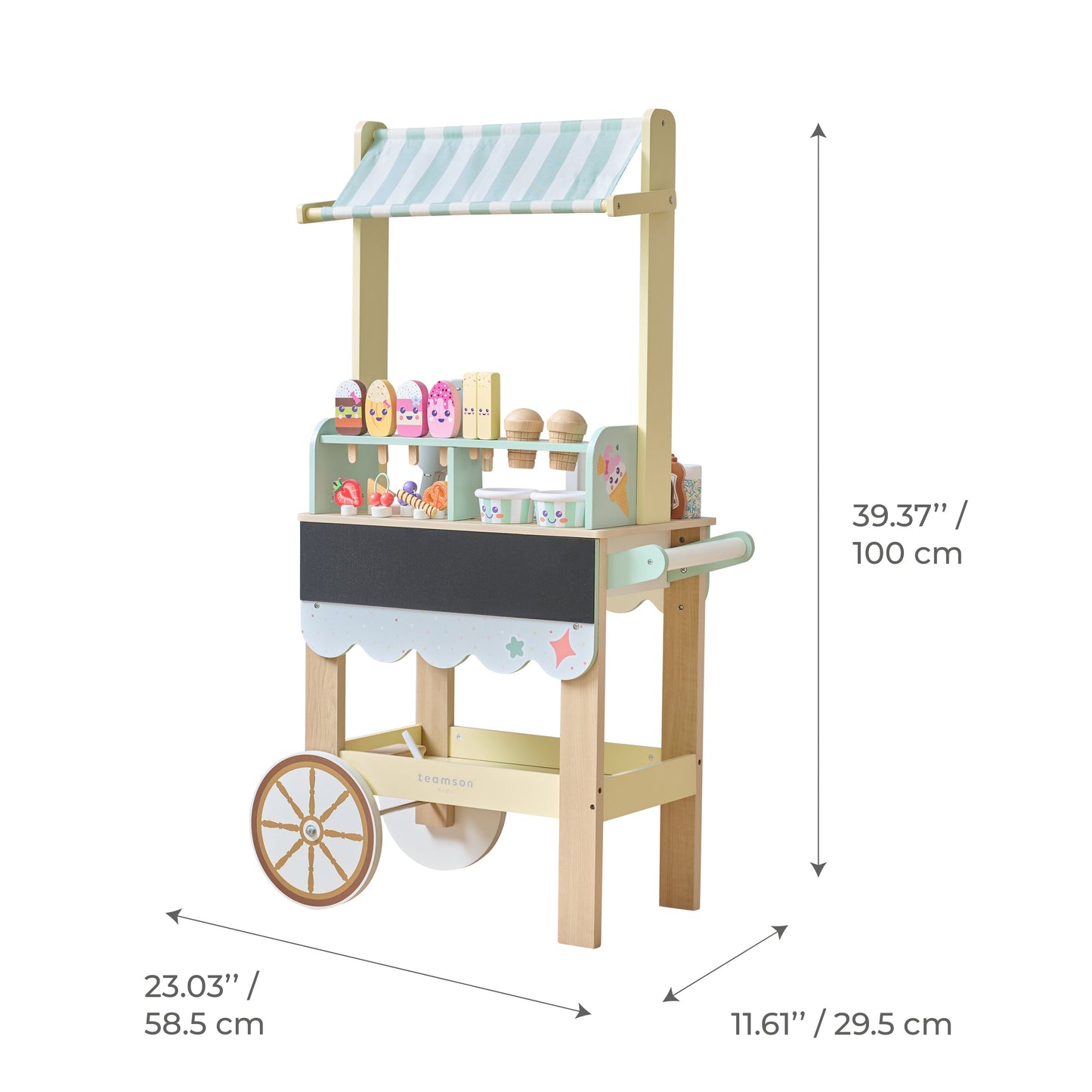 Jolly Pals Wood Ice Cream Stand with 33 Accessories and Chalkboard