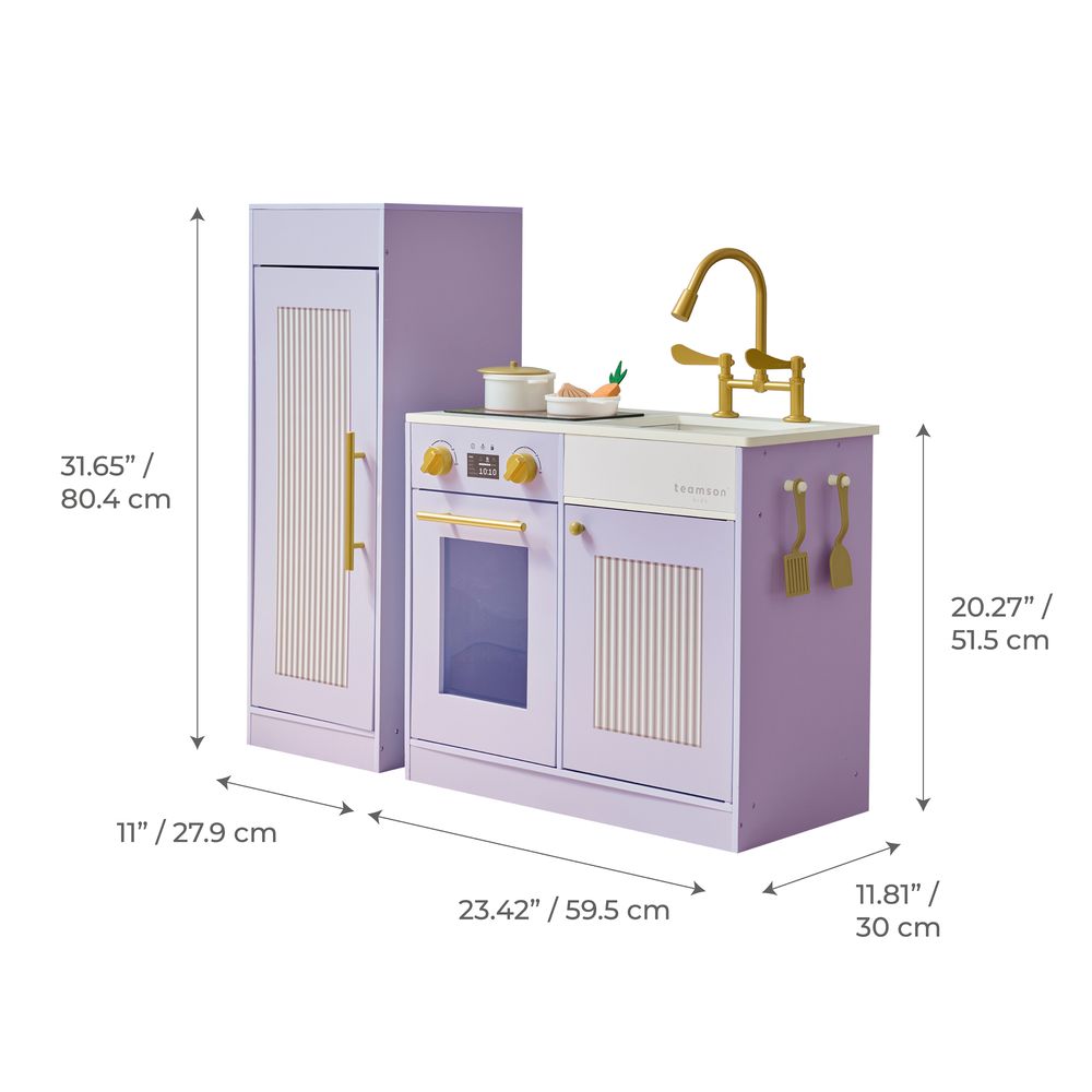 Little Chef Chester Wooden Play Kitchen with Large Fridge & Sink - Purple