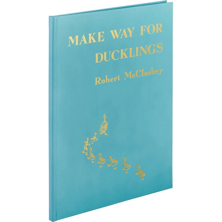 "Make Way For Ducklings" Book in Teal Blue Italian Leather