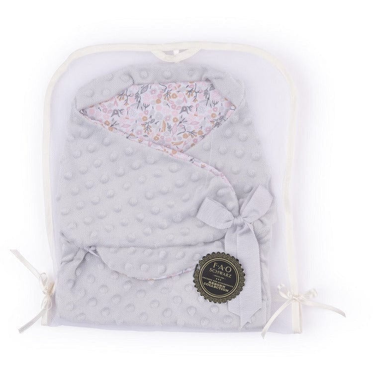 My FAO Doll Swaddle - Grey Dots & Flowers