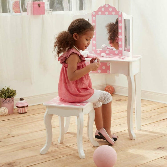 Polka Dot Gisele Play Vanity Set - Pink / White