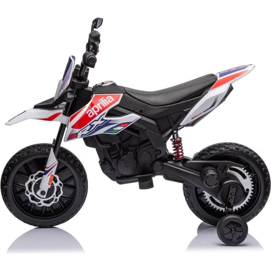 12V Aprilia Motorcycle 1 Seater Ride On for Kids - White