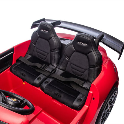 24V Porsche 911 GT3 2-Seater Kids Ride-On Car with Remote Control - Red