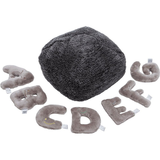 Alphabet Plush Mini Set - Rhino Grey Letters with Dark Grey Bag