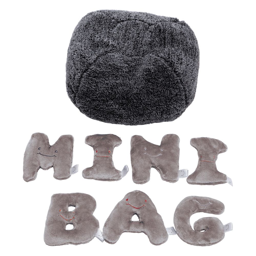 Alphabet Plush Mini Set - Rhino Grey Letters with Dark Grey Bag