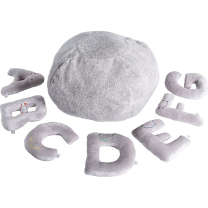 Alphabet Plush Set - Dove Grey Letters with Light Grey Bag