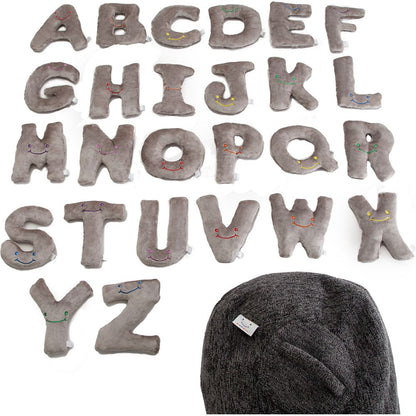 Alphabet Plush Set - Rhino Grey Letters with Dark Grey Bag