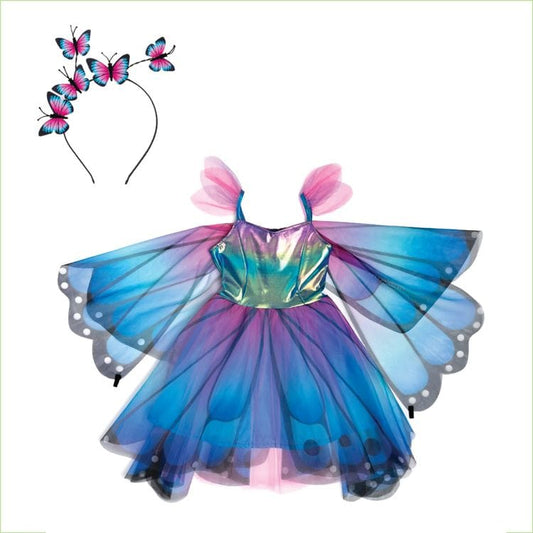 Blue Butterfly Twirl Dress & Wings - Size 3-4 Years