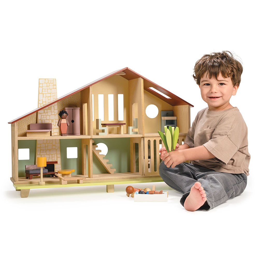 Cedar Chalet Dollhouse with Furniture