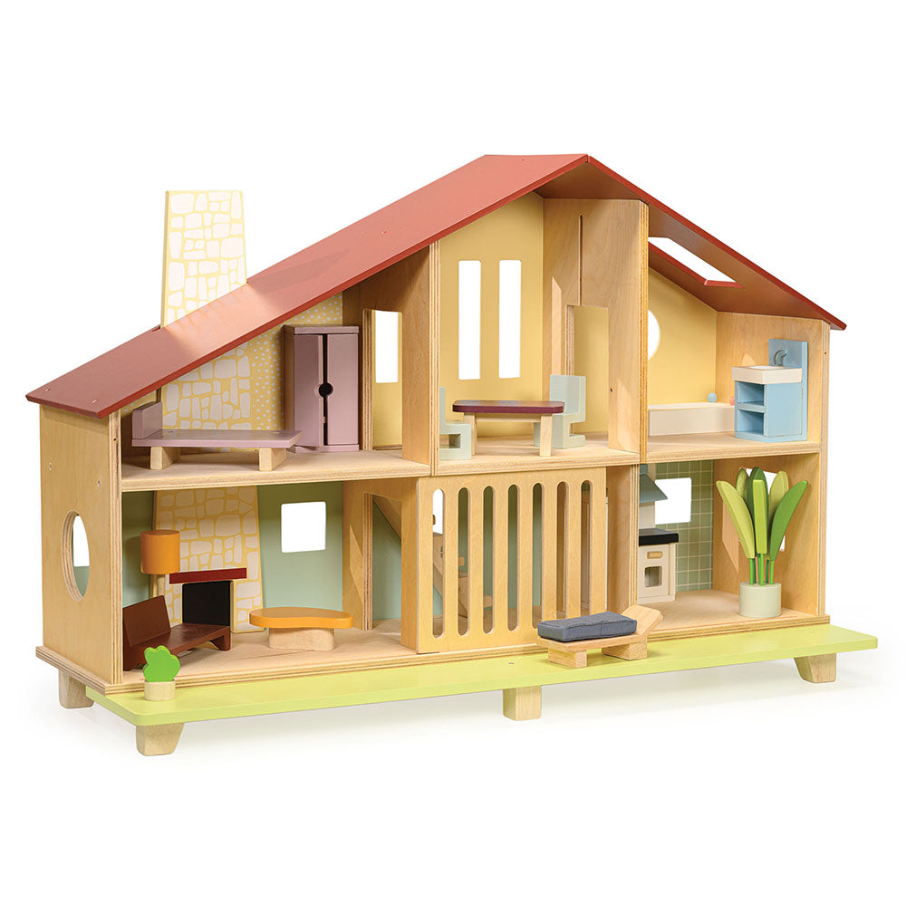 Cedar Chalet Dollhouse with Furniture