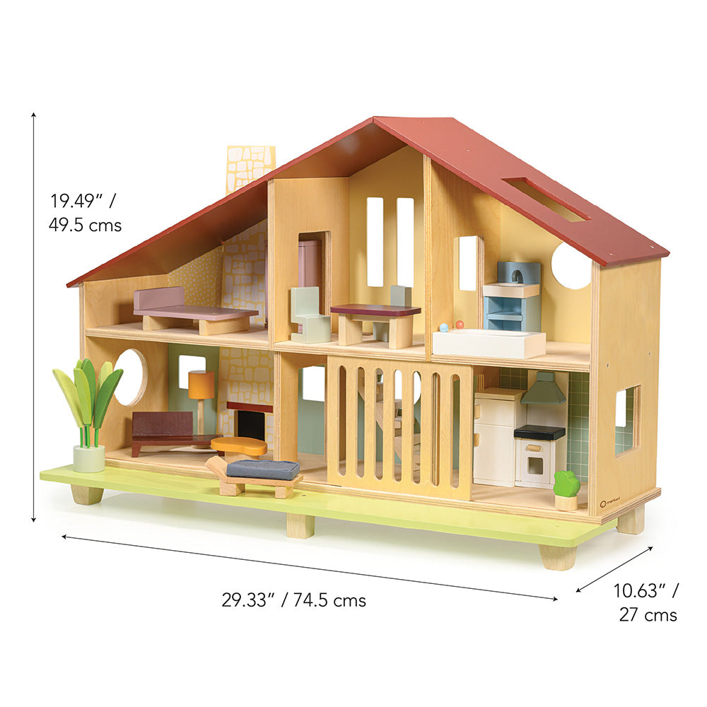 Cedar Chalet Dollhouse with Furniture