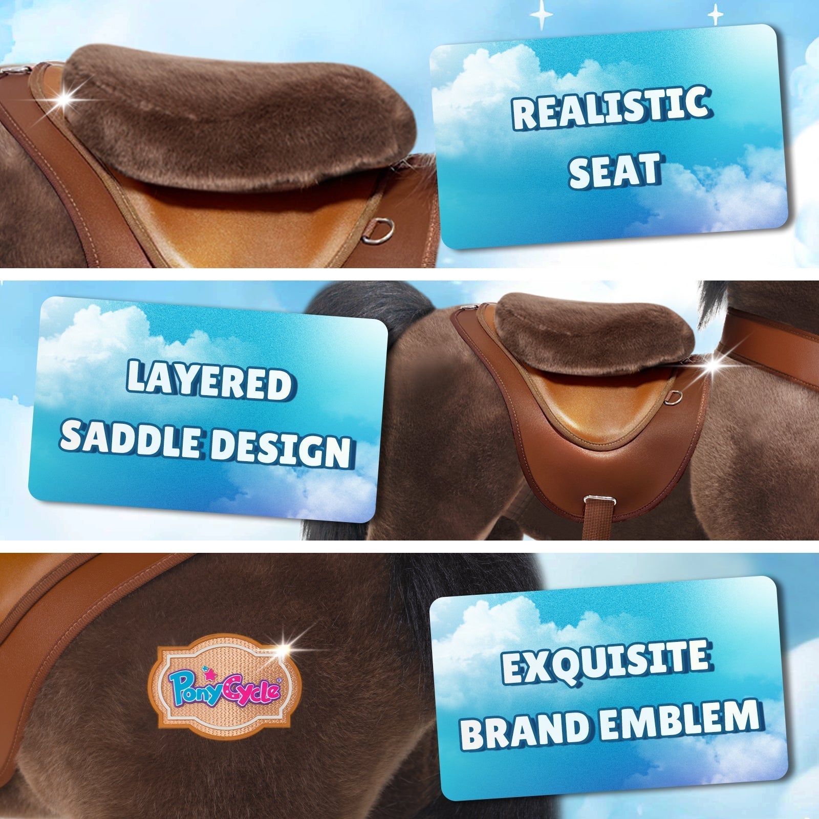 Chocolate Brown Horse Model Y Ride on Toy - 3-4 Years