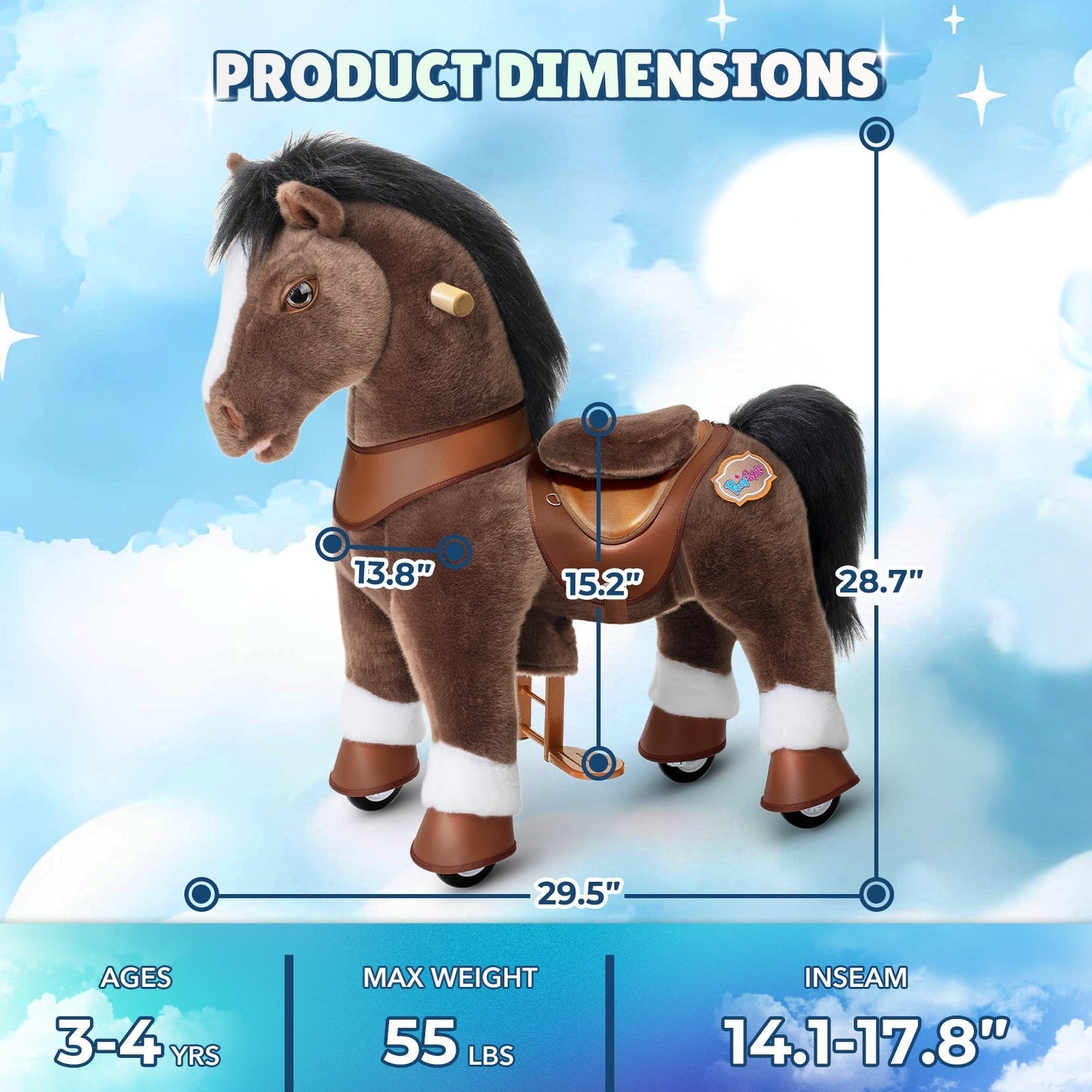 Chocolate Brown Horse Model Y Ride on Toy - 3-4 Years