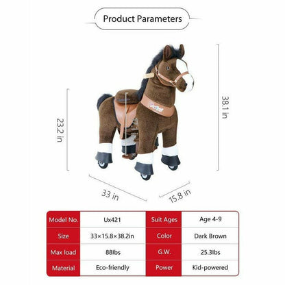 Chocolate Brown Model U Ride-On Horse - 4-7 Years