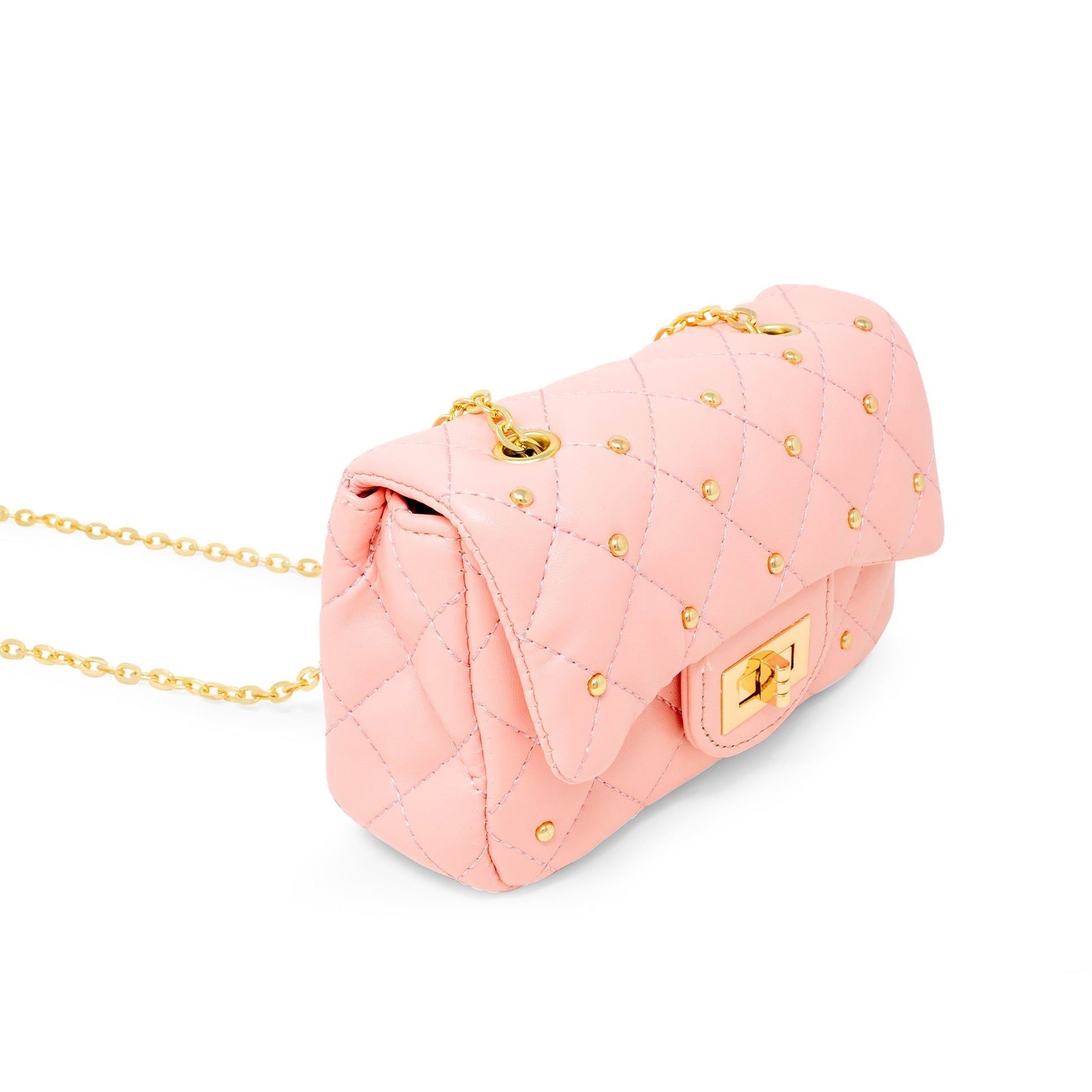 Classic Quilted Stud Handbag - Pink