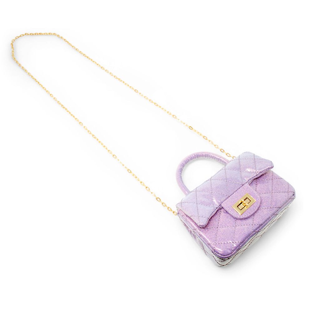 Classic Sparkle Top Handle Handbag - Purple