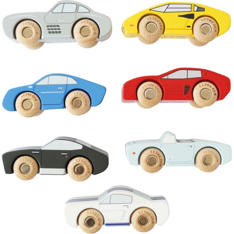 Classic Wooden Sports Cars - 7 Pieces