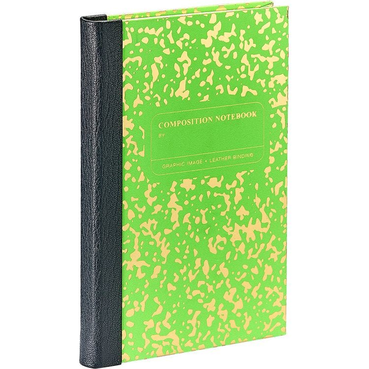 Composition Notebook in Neon Green/Gold Leather