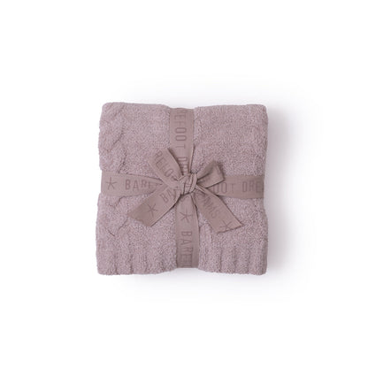 CozyChic Braided Cable Receiving Blanket - Heathered Rose-Dusty Mauve