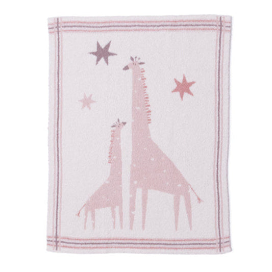 CozyChic Giraffe Stroller Blanket - Dusty Rose Multi