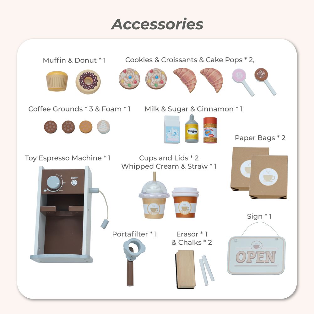 Espresso Treats Wooden Coffee Stand with 29 Accessories