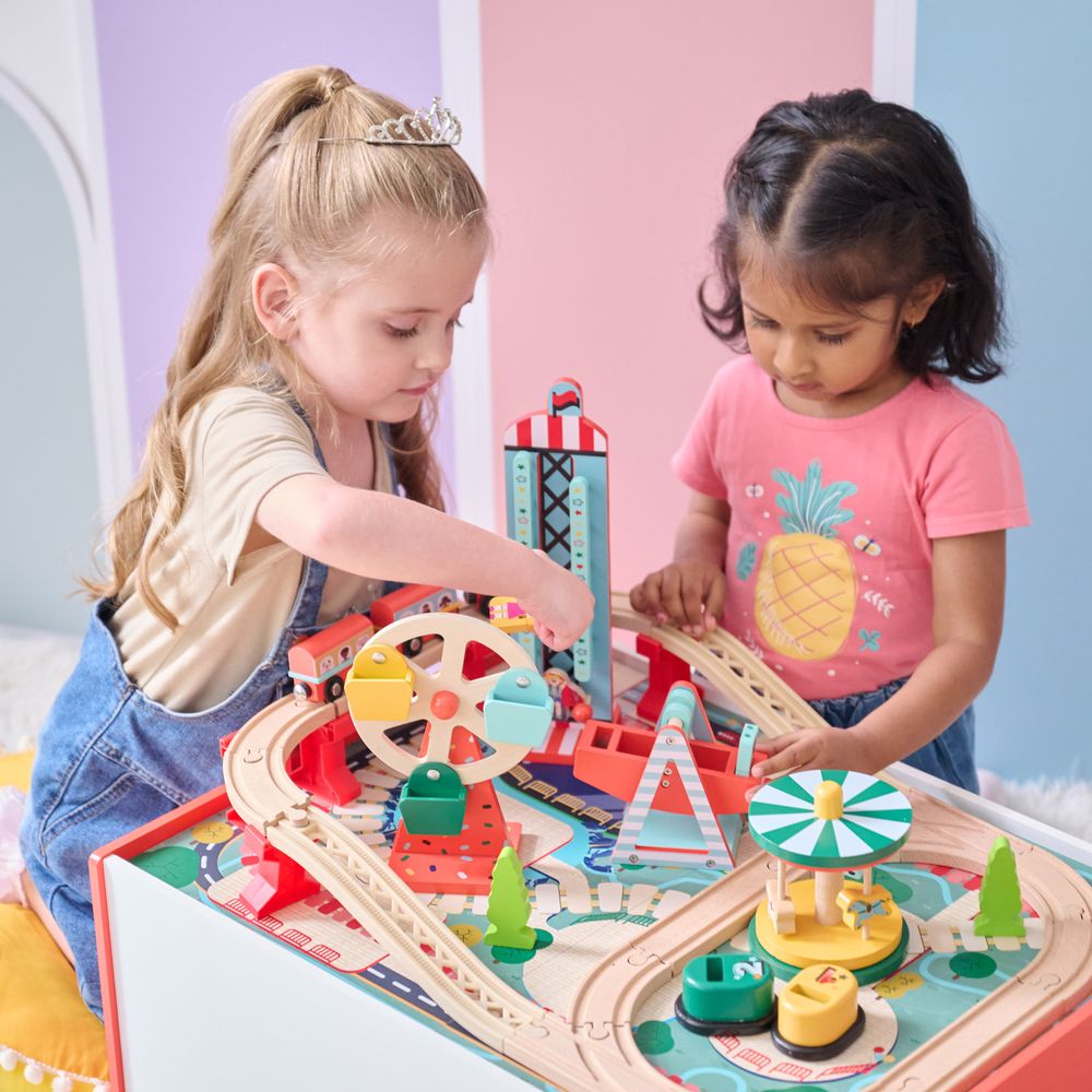 Florida Amusement Park Wooden Activity Table with 6 Mini-Games