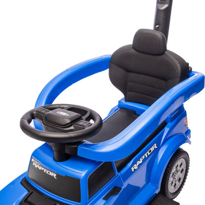 Ford Raptor 3-in-1 Push Ride On Toy Car - Blue