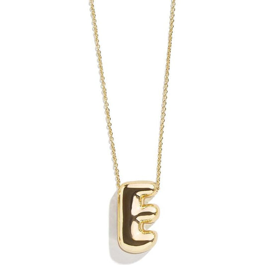 Gold Bubble Initial Necklace - E