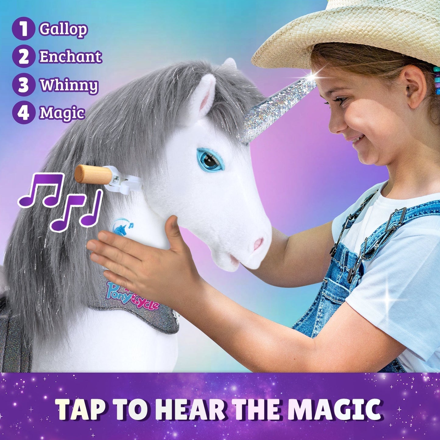 Grey Unicorn Model Y Ride on Toy - 4-7 Years