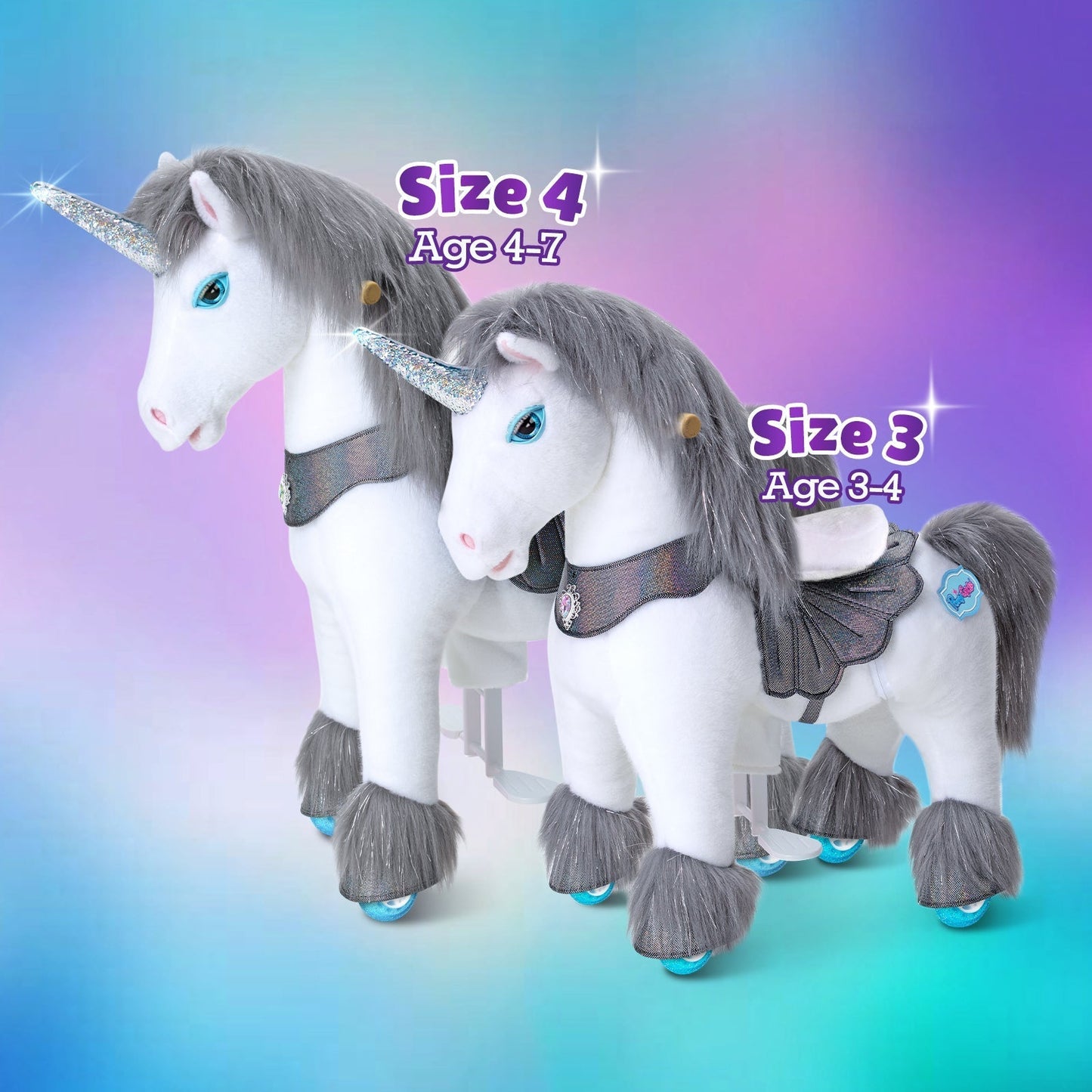 Grey Unicorn Model Y Ride on Toy - 4-7 Years