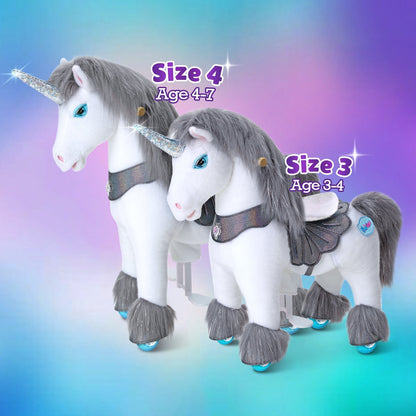 Grey Unicorn Model Y Ride on Toy - 4-7 Years