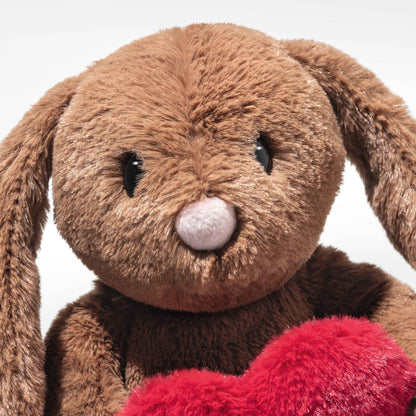 Hoppie Rabbit Brown Plush with Heart - 6"