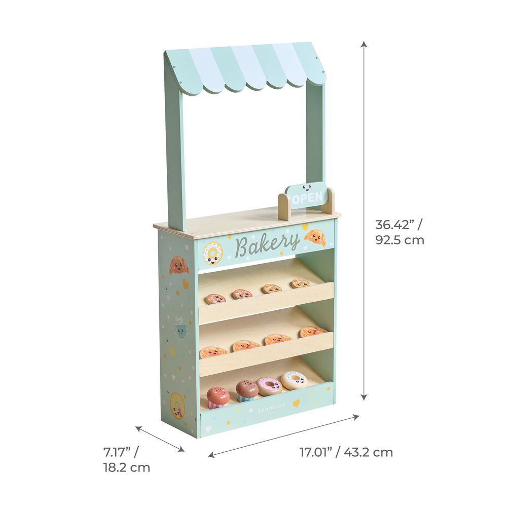 Jolly Pals Wooden Bakery Stand with 12 Pastry Pieces