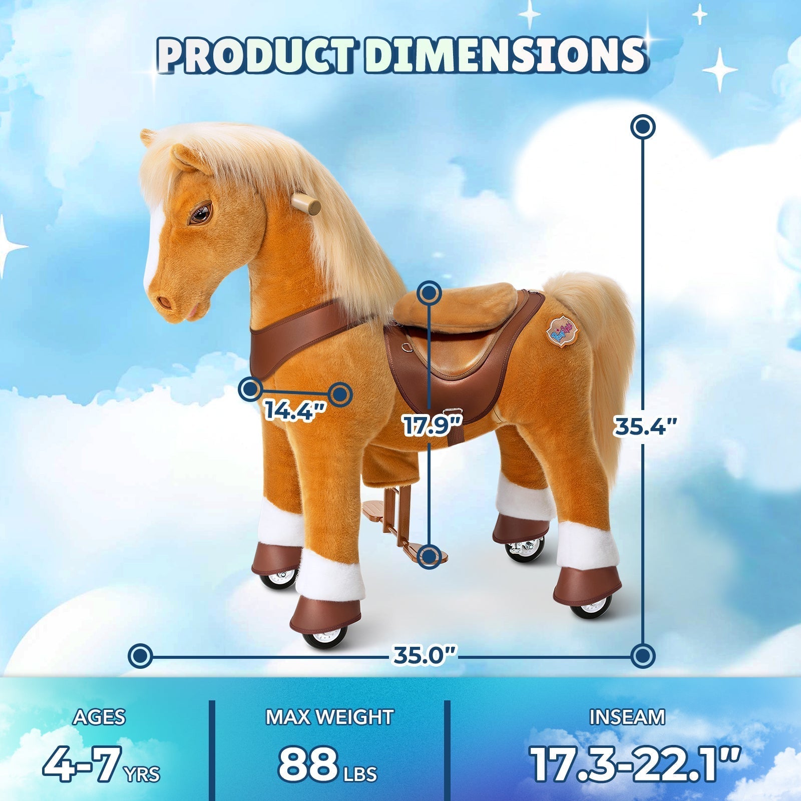 Light Brown Horse Model Y Ride on Toy - 4-7 Years