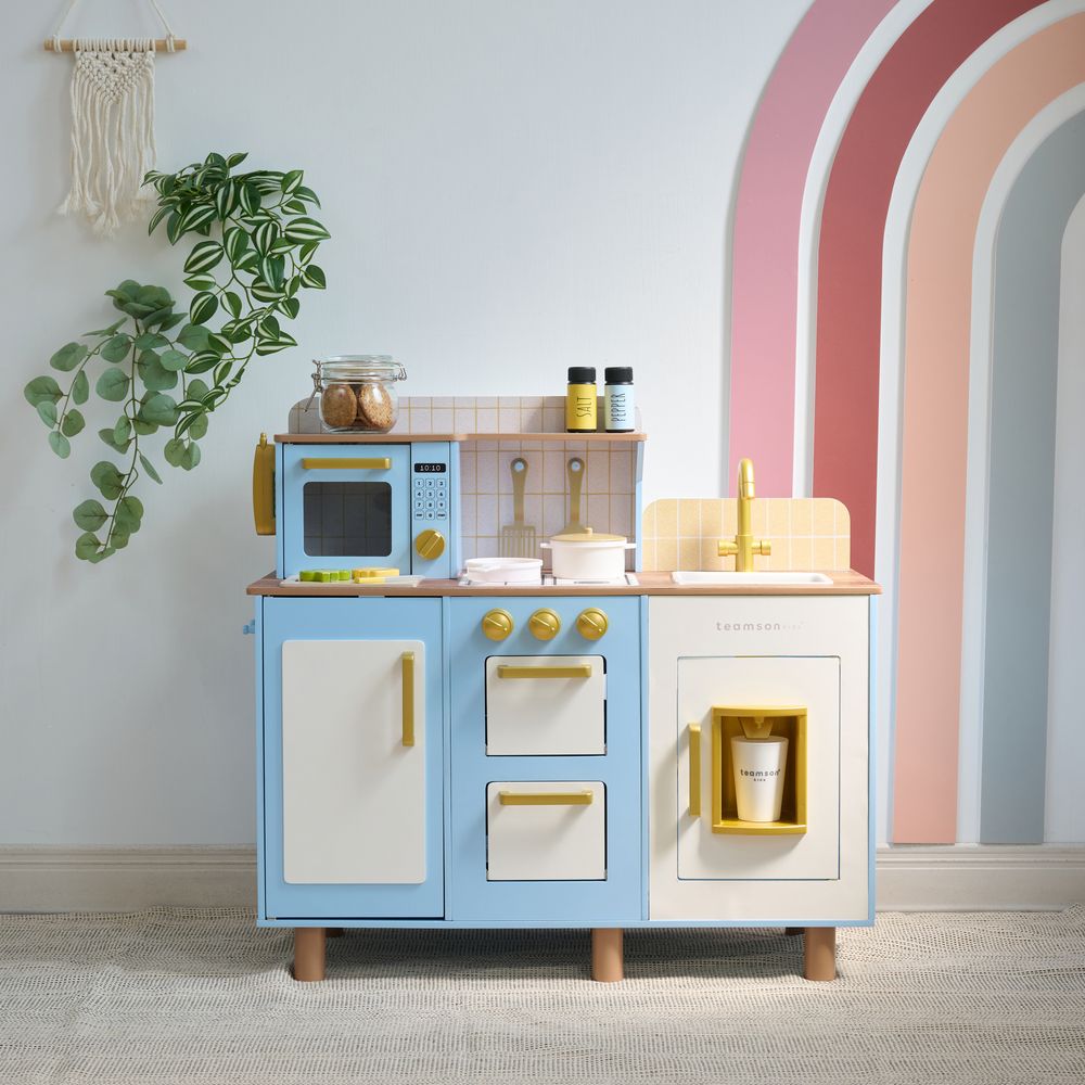 Little Chef Hampton Wooden Play Kitchen with Ice Dispenser & Sink - Blue