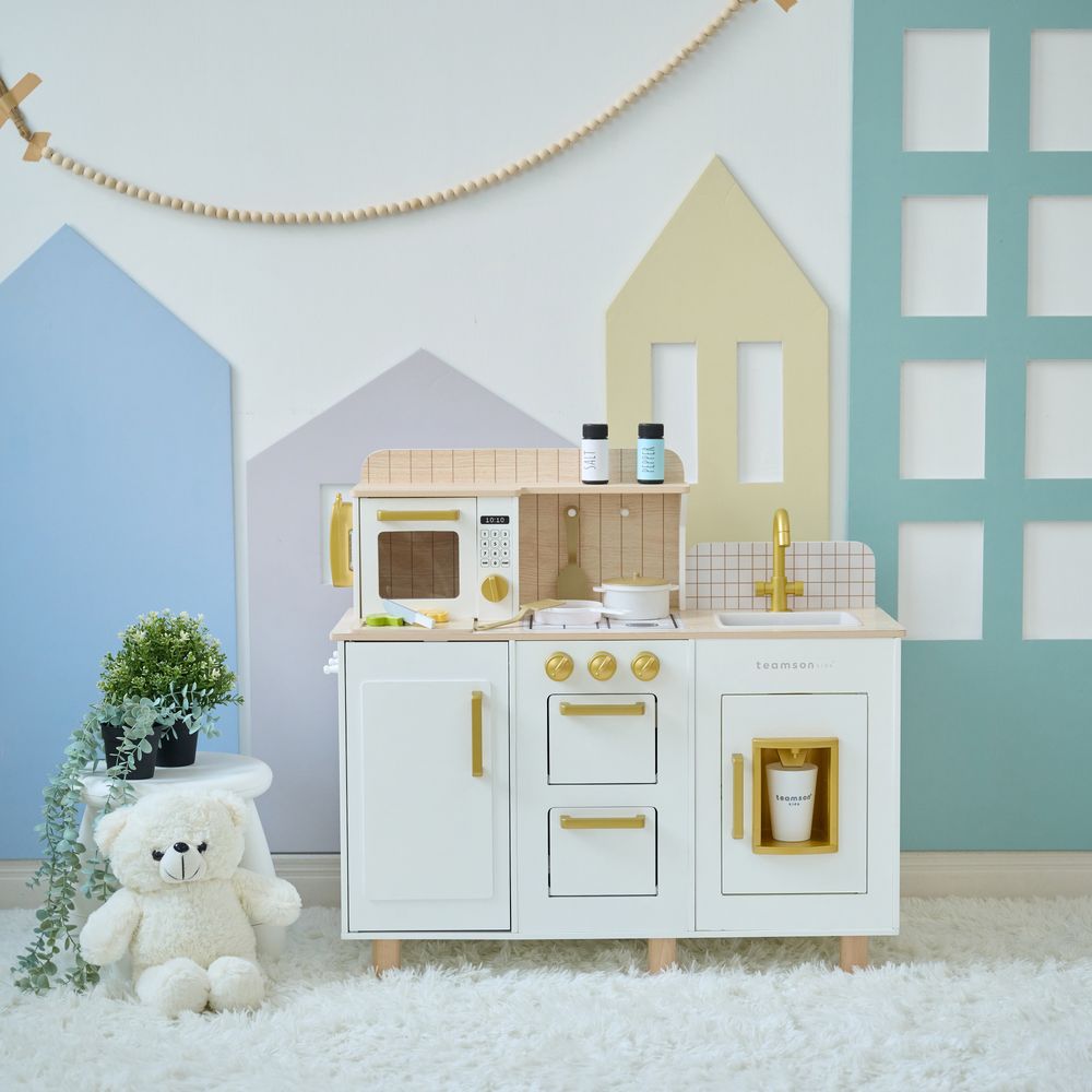Little Chef Hampton Wooden Play Kitchen with Ice Dispenser & Sink - White