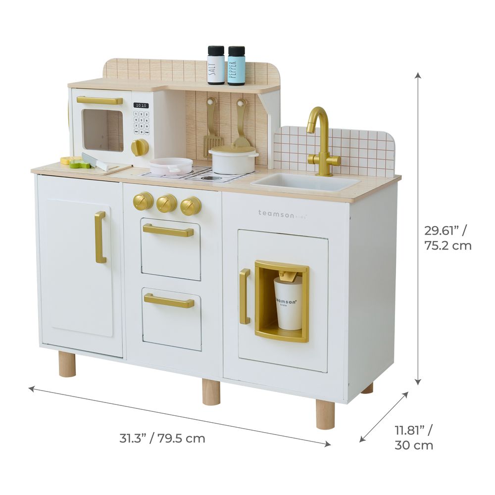 Little Chef Hampton Wooden Play Kitchen with Ice Dispenser & Sink - White