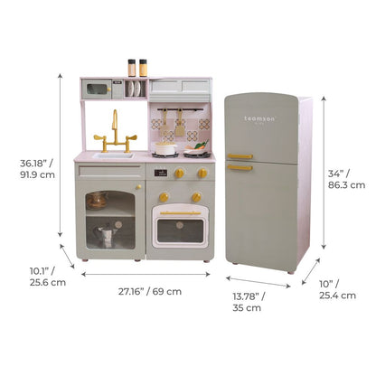 Little Chef Normandy Wooden Play Kitchen with Modular Fridge & Sink - Grey