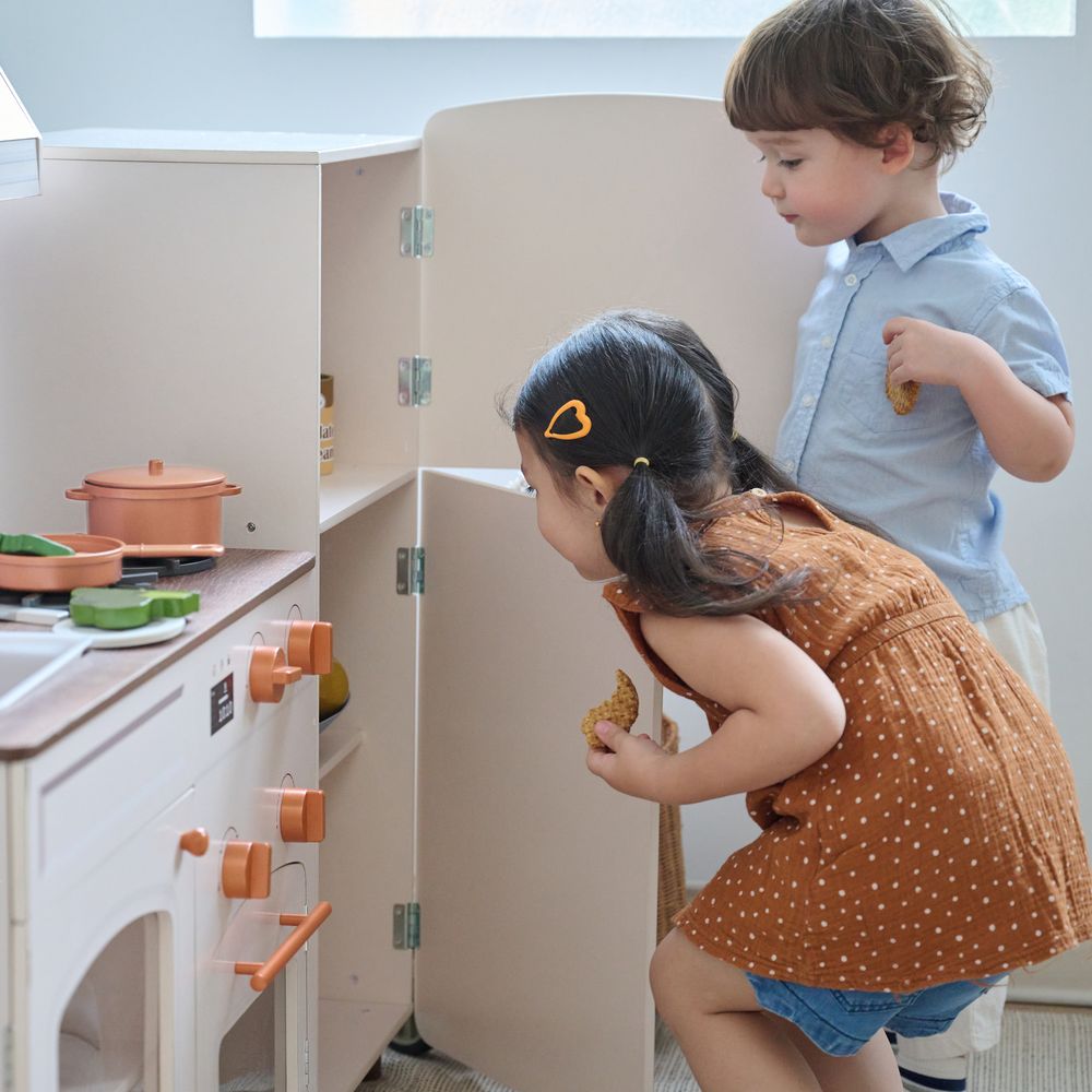 Little Chef Normandy Wooden Play Kitchen with Modular Fridge & Sink - Pink