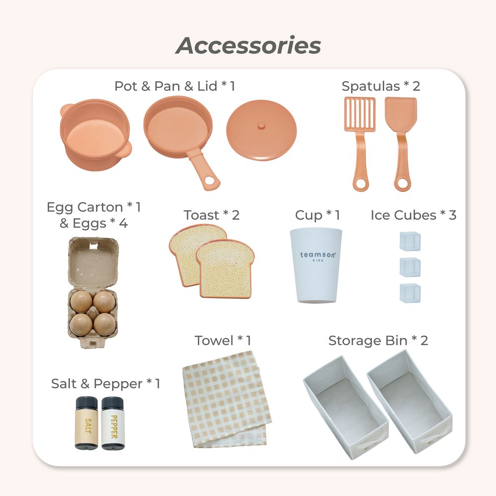 Little Chef Savannah Wooden Play Kitchen with 3 Modular Pieces - Cream