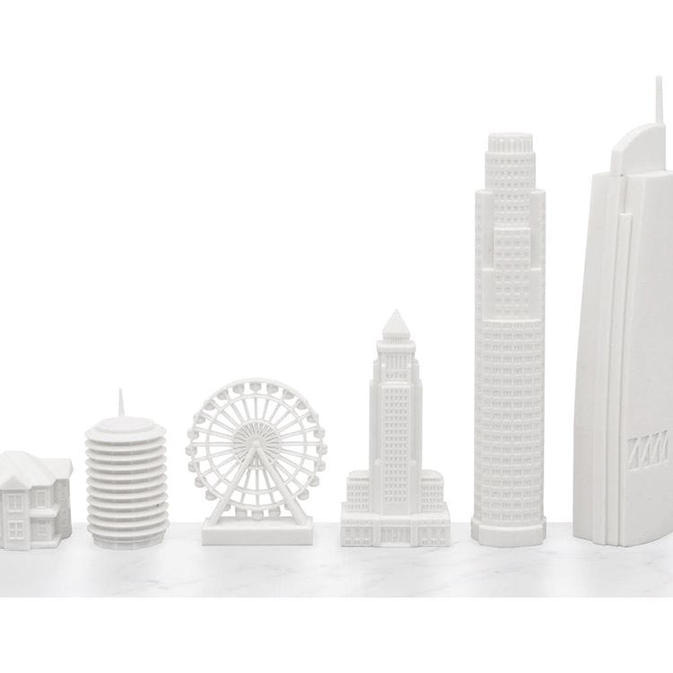 Los Angeles Edition Acrylic Chess Set with Marble Hatch Board