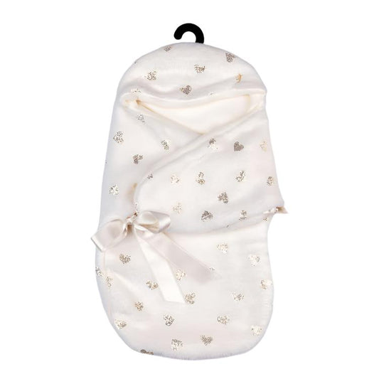 My FAO Doll Swaddle - White With Gold Hearts
