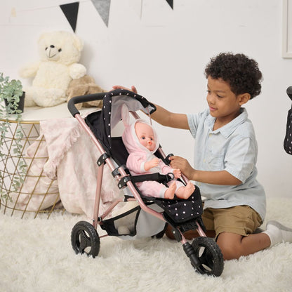 Olivia's Little World Pin Up Doll Jogging Stroller & Retractable Canopy - Black