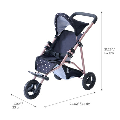 Olivia's Little World Pin Up Doll Jogging Stroller & Retractable Canopy - Black