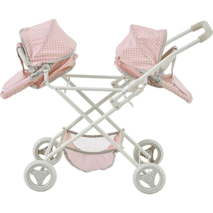 Olivia's Little World Polka Dot Princess Baby Doll Twin Bassinet Stroller