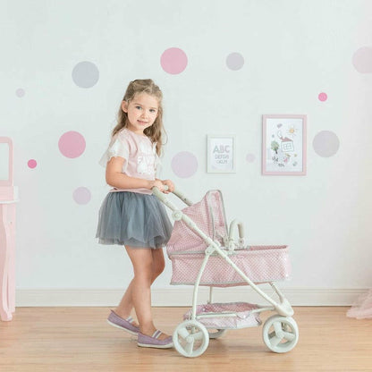 Olivia's Little World - Polka Dots Princess 2-in-1 Baby Doll Stroller - Pink/Gray
