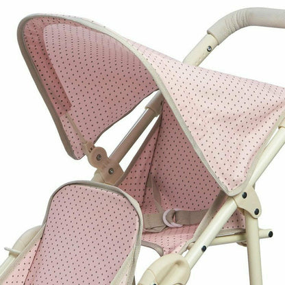 Olivia's Little World - Polka Dots Princess Baby Doll Twin Jogging Stroller - Pink & Grey
