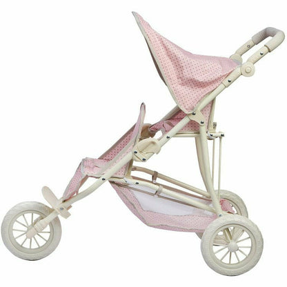 Olivia's Little World - Polka Dots Princess Baby Doll Twin Jogging Stroller - Pink & Grey